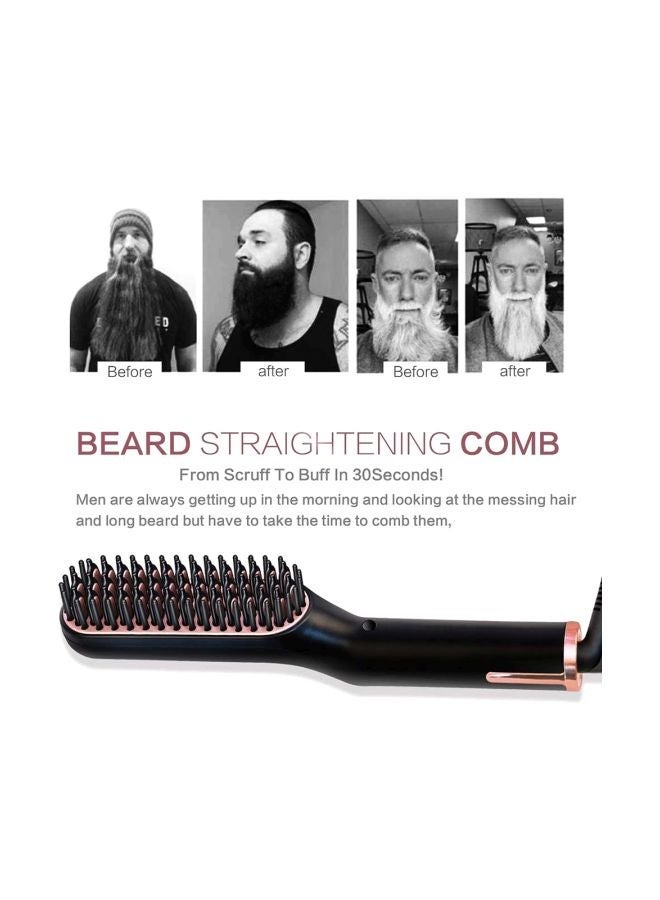 Jusinhel 3-In-1 Portable Hair Straightening Brush Black/Gold - Image 5